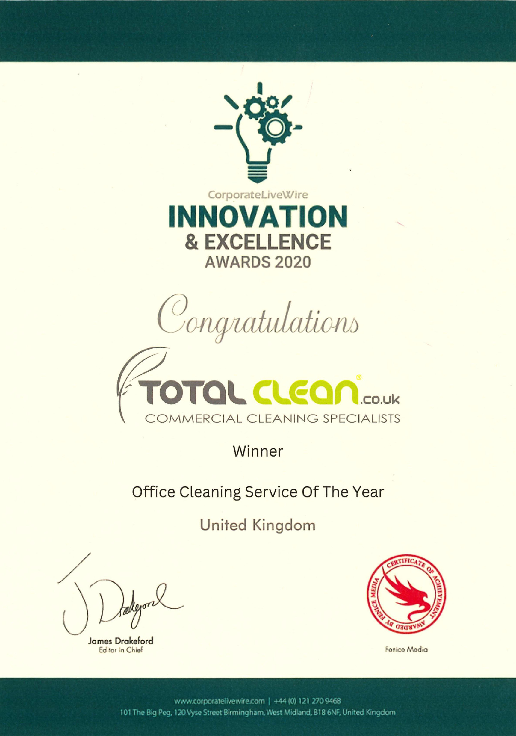Office Cleaing Serivce of the Year 2020